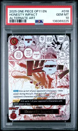 2025 ONE PIECE OP11-018 HONESTY IMPACT ALTERNATE ART EVENT KOBY ENGLISH PSA 10 - Image 1