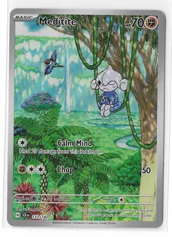 Meditite 153/142 Stellar Crown Illustration Rare Full Art Pokemon TCG Card NM - Image 1