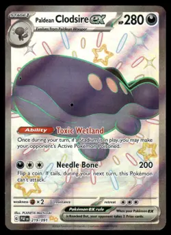 Pokemon Cards Paldean Clodsire ex 219/091 Paldean Fates Shiny Ultra Rare NM - Image 1
