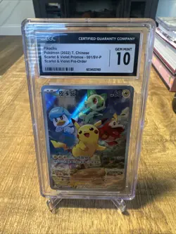 2022 Pokemon Pikachu Chinese S&V Promo Holo 001/SV-P Card CGC 10 Gem Mint - Image 1