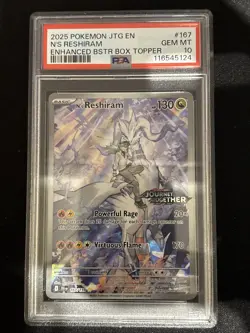 Pokemon N's Reshiram 167/159 Journey Together Stamped Box Topper PSA 10 GEM MINT - Image 2