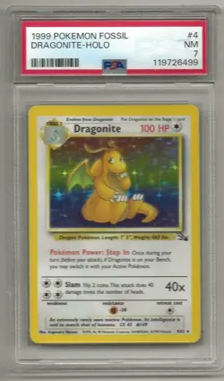 DRAGONITE - 1999 Nintendo Pokemon Fossil Holo #4 - Graded 7 - 119726499 (2510a) - Image 3