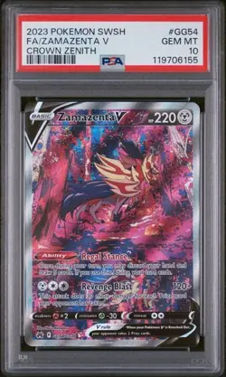 POKEMON SWORD AND SHIELD CROWN ZENITH GG54 ZAMAZENTA V PSA 10 - Image 1