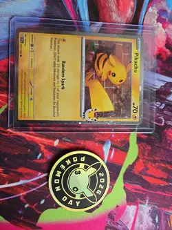 2026 Pikachu 051/162 Stamped Pokemon Day 30th Anniversary Promo with Coin - Image 1