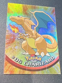 1999 Topps Pokemon T.V. Rainbow Foil Charizard #6 🔥 Blue logo - Holo Scratches - Image 1
