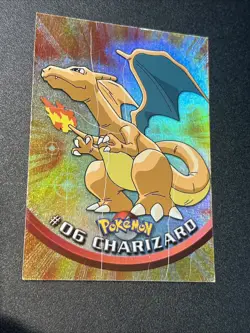 1999 Topps Pokemon T.V. Rainbow Foil Charizard #6 🔥 Blue logo - Holo Scratches - Image 2