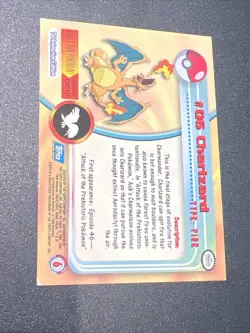 1999 Topps Pokemon T.V. Rainbow Foil Charizard #6 🔥 Blue logo - Holo Scratches - Image 4