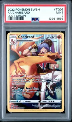 2022 POKEMON SWORD & SHIELD LOST ORIGIN #TG03 FULL ART/CHARIZARD PSA 9 - Image 1