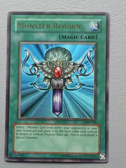 Yugioh Monster Reborn LOB-118 The Legend of Blue Eyes White Dragon Unlimited LP - Image 1