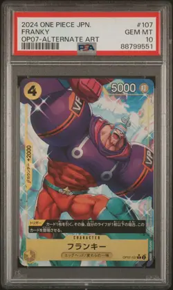 One Piece OP07 500 Years In The Future Japanese Franky Alt Art *GEM MINT PSA 10 - Image 1