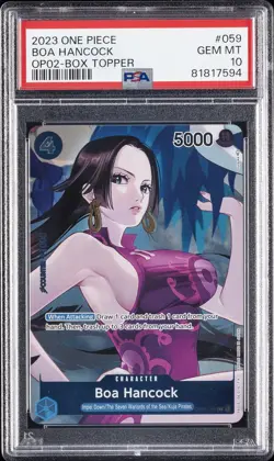 2023 ONE PIECE OP02-PARAMOUNT WAR BOX TOPPER #059 BOA HANCOCK PSA 10 - Image 1