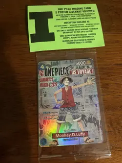 One Piece Monkey D. Luffy US Voyage College Basketball Promo Card Gonzaga SEALED - Image 1