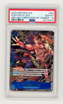 2025 One Piece 3rd Anniversary Winner 3 Brothers 053 Portgas D. Ace PSA 10 GM - Image 1