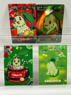 Pokemon Lot of Cards and Stickers All Chikorita #152 Chikorita Only Lot of 19 - Image 5