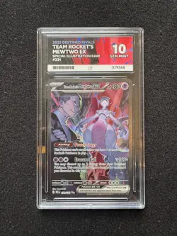 Team Rocket's Mewtwo ex 231/182 SIR Pokemon Card Destined Rivals GEM MINT ACE 10 - Image 1