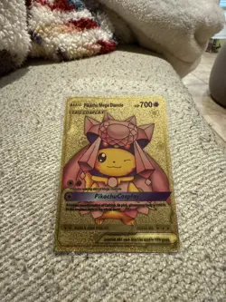 Pokemon Pikachu Mega Diancie Cosplay Gold Foil Fan Art Collector Card - HP 700 - Image 1