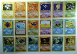 Pokemon Vintage SET Lot 18 Cards Base Set Jungle Fossil KABUTOPS HITMONLEE ARBOK - Image 1