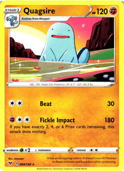 Pokemon - Quagsire - Rare - 084/185 - Vivid Voltage - NM/M - New - Image 1