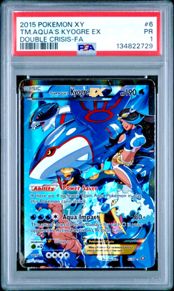 PSA 1 PR 2015 Pokemon XY Double Crisis Full Art Team Aqua's Kyogre EX 6/34 - Image 1