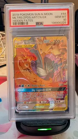 Pokemon PSA 10 Moltres And Zapdos And Articuno GX Hidden Fates 44/68 - Image 1