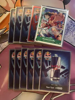 Red Bull X One Piece Card Game Double Don!! Monkey D Luffy Promo + Foil Don Set - Image 1