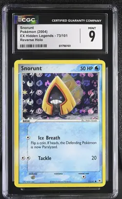 CGC 9 MINT Snorunt 2004 EX Hidden Legends 73/101 Reverse Holo Pokemon Card - Image 1
