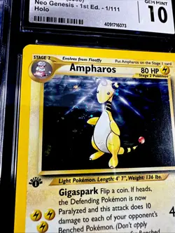 CGC 10 Ampharos SWIRL #1/111 1st Edition 2000 Neo Genesis Holo Pokemon Card (B) - Image 3