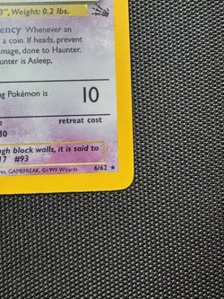 Pokemon TCG Haunter Fossil Unlimited Rare Holo Card 6/62 - LP - Image 4