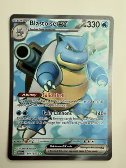 Blastoise ex 184/165 Sv: Scarlet & Violet 151 Ultra Rare Holo Pokemon TCG NM - Image 1