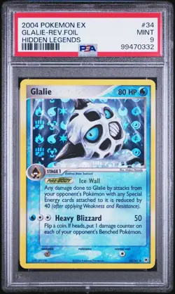 Pokemon TCG Glalie Reverse Holo 34/101 PSA 9 Mint EX Hidden Legends 2004 - Image 1