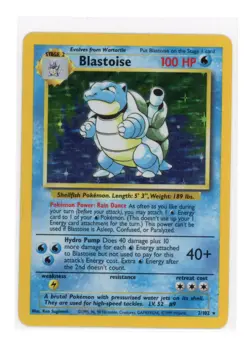 Blastoise 2/102 Unlimited Base Set Holo Rare Vintage WOTC Pokemon TCG Card MP- - Image 1
