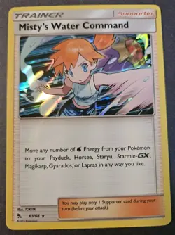 Misty's Water Command 63/68 Pokemon TCG Trainer Hidden Fates Holo (Light Play) - Image 1
