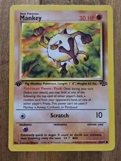 Mankey 1st Edition NEAR MINT - 55/64 Jungle Set - Pokemon TCG 1999 WOTC Vintage - Image 2