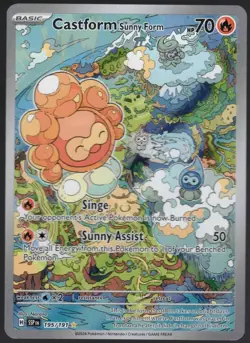 Pokemon TCG - Castform Sunny Form 195/191 Illustration Rare Sv:Surging Sparks NM - Image 1