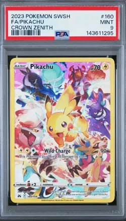 Pokemon TCG Pikachu Crown Zenith Holo Card 160/159 PSA9 - Image 1