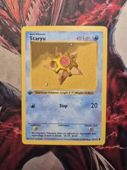 1st Edition Shadowless Staryu 65/102 Base Set Pokemon Card WOTC 1999 MP - Image 1