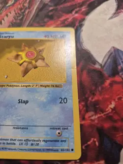 1st Edition Shadowless Staryu 65/102 Base Set Pokemon Card WOTC 1999 MP - Image 2