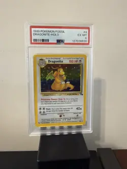 1999 Pokemon TCG Dragonite Fossil Holo Card 4/62 PSA 6 - Image 1