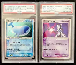 2- Cards Pokemon Mewtwo EX Unlimited PSA 10 & Wailord EX 1st Edition PSA 10 - Image 1