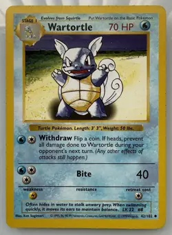 Pokemon TCG Wartortle 42/102 Base Set Shadowless Uncommon Vintage - Image 1