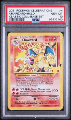 Pokemon Charizard Holo Card 4/102 Celebrations 25th Anniversary PSA 10 w Bumper - Image 2