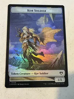mtg foil token Kor Soldier // Saproling 0008/0035, Commander Masters, unplayed - Image 1