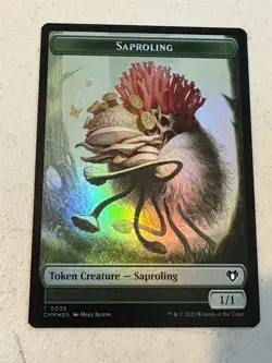 mtg foil token Kor Soldier // Saproling 0008/0035, Commander Masters, unplayed - Image 2