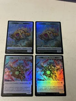 4 x mtg foil token Gnome // Gnome Soldier, 0016/0003 Lost Caverns of Ixalan - Image 2