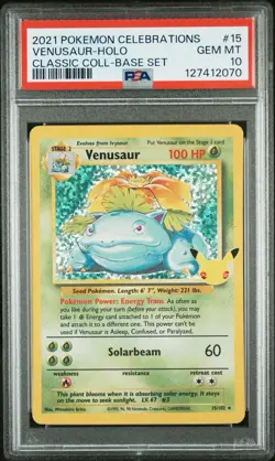 Pokemon Venusaur Holo Celebrations Classic Collection 15/102 PSA 10 Gem Mint - Image 2