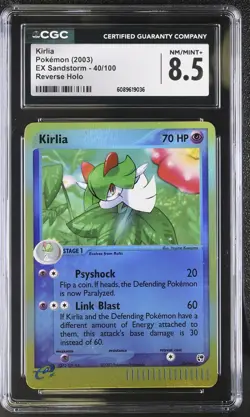 CGC 8.5 Kirlia 2003 EX Sandstorm 40/100 Reverse Holo Pokemon Card - Image 1