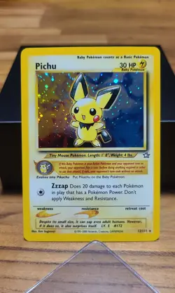 Pokemon Pichu 12/111 Neo Genesis Holo Rare Unlimited Card 2000 English Mint+ - Image 1
