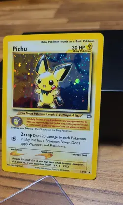 Pokemon Pichu 12/111 Neo Genesis Holo Rare Unlimited Card 2000 English Mint+ - Image 3