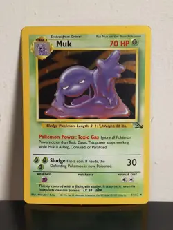 Pokemon TCG Muk Holo Rare Card 13/62 Fossil 1999 Unlimited HP - Image 1