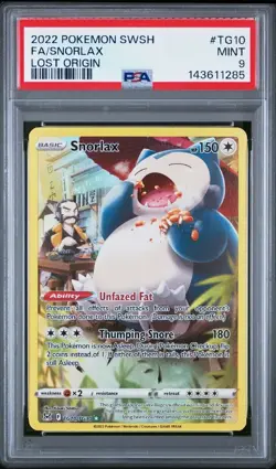 Pokemon TCG Snorlax TG10/TG30 Lost Origin Full Art Ultra Rare SWSH PSA 9 - Image 1
